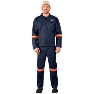 Vintage 100% Cotton Denim Conti Suit – Reflective Arms & Legs – Orange Tape
