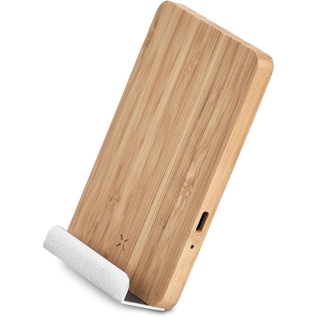 Okiyo Hakka Bamboo & Recycled Aluminium Wireless Charging Phone Stand - Image 2